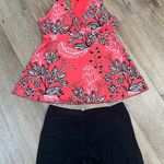Floral Tankini Top and Black Shorts Set small Red Photo 0