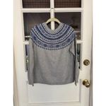 Talbots Talbot Winter Sweater Women Gray Blue Fair Isle Crew Neck Sz Lp Cotton Blend Photo 2