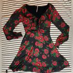 Free People Black and Red Floral Long Sleeve Dress Photo 0