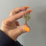 Nina Ricci NR Enamel Rhinestone Palm Tree Color Brooch Pin Signed Vintage Green Photo 2