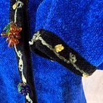 Vintage That Sweater Chenille Glass Beaded Grapes Embellished Cardigan Sweater Blue Size M Photo 8