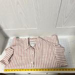 Lola River Striped Button Short Sleeve Shirt White Tan Coastal Rich Women Size S Brown Photo 5