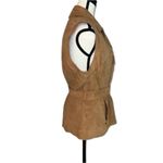 Elie Tahari  Leather Wrap Zip Belted Vest Camel Brown Size L Boho Festival Luxury Photo 3