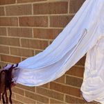 Free People  White Boho Blouse with Maroon Trim and Matching Shorts Size Medium Photo 7