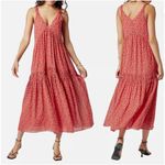 Joie  Tea Rose Tiered Sleeveless Floral Maxi Dress Coral NWT LG Photo 1