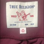 True Religion Monogram Yoga Leggings Knit Mesh High Waisted Burgundy Size S Photo 5