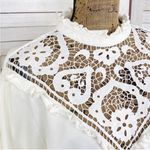 EXPRESS Lace Front Ruffle Trim Sweatshirt Sweater Ivory Large Victorian Country Photo 5