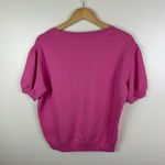 J Crew Terry Puff Sleeve Sweatshirt Small Pink Short Sleeve Crew Neck Pullover Pink Photo 2