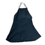 Milly New York 100% Cashmere Chunky Gold Chain Knit Halter Top Black/Gold XS (P) Black Photo 0