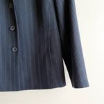 Emanuel Ungaro Vintage Wool Blazer Jacket in Black, Textured Pin Stripes, Sz 2P Black Photo 4