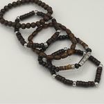 Handmade  wooden beads stretch bracelets Set of 5, NEW! Photo 2