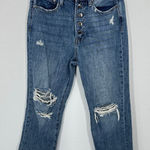 Pistola Distressed Boyfriend Jeans Exposed Button Fly Blue Size 28 Photo 0