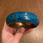 Target  Turquoise Wooden Bangle Bracelet with Brass Details Photo 3