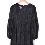 Lilly Pulitzer  Cleme Long Sleeve Silk Mini Dress in Metallic Black Photo 2