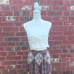 ZARA  Women's White Linen Blend Knotted Crossover Crop Lightweight Top Sz M Photo 2