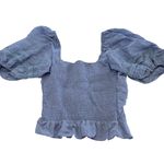 Heartloom Top Womens Small Blue Purple Puff Sleeve Jess Polka Dot Cotton Revolve Photo 3