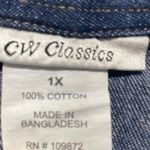 CW Classics Denim Button Down Shirt Floral embroidery Plus size 1X Blue Photo 3