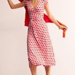 Boden Joanna Cap Sleeve Wrap Midi Dress Red Pink Diamond Cube 2R 2144 Size 2 Photo 1