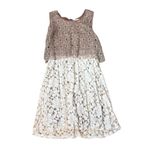 Altar'd State  Gold Beige Floral Shimmer Lace Sleeveless Dress Photo 2