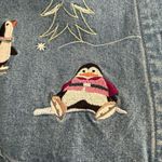 Christopher & Banks  Denim Embroidered Button Up Shirt Polar Bear Snow Teacher Photo 6