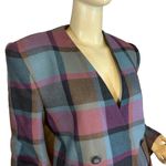 Kasper VINTAGE 1990'S  FOR ASL PURPLE, GRAY & BLUE PLAID WOOL BLAZER (12) Photo 6
