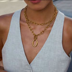 Gold Chunky Statement Necklace with Toggle 3 ways Photo 3