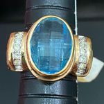 Vintage Aquamarine Pillow Cut Stone Gold Photo 6