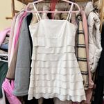 Nadine Pleaded Ruffles Mini Dress Size Medium White Engagement Formal Graduation Photo 1