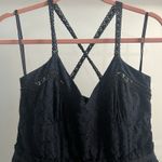 Y2K Vintage Embroidered Black Dress Cotton Racerback Ribbon Waist Babydoll Photo 2