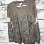 Knox Rose  Leopard Waffle Knit Super Soft Sweatshirt Long Sleeve XXL Photo 0