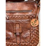 Harbour 2nd Tuula Brown Leather Woven Messenger Crossbody Bag Anchor Love Cognac Photo 2