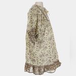 Cleobella  Boho Floral Mini Dress Small Brown Cream Puff Sleeve Ruffle Hem Tassel Photo 3