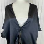 Victoria's Secret  Kimono‎ Womens One Size Black Silky Tie Front NEW Photo 1