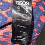 ASOS  Red & Blue Abstract Print Boat Neck Short Sleeve Shift Casual Work Dress 10 Photo 6