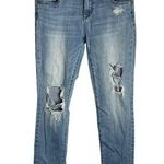 Kut From The Kloth Low Rise Distressed Jeans 4 Med Wash Cropped Straight Leg Photo 0