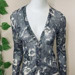 Vera Wang  Floral Gray Blue  Cardigan Blouse Photo 1