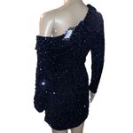 Lush Clothing Lush One Shoulder Bodycon Dress Sequin Faux Wrap Midnight Small Photo 2