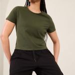 Athleta New XL ESSENTIAL BABY Tee XL Aspen Olive Green SUPIMA Cotton Photo 2