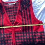 ASHLEY HILL Red Black Pullover Zip Hearts Vest Wool Women’s Sweater Size XL Photo 5