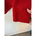 Jessica Howard Zip Up Tasseled Embossed Crew Neck Blazer Red Women's Size 12P Photo 3