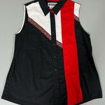 Panhandle  Slim Black Red Western Button-Down Sleeveless Collared Blouse Shirt Top Size M 🖤♥️✨ Photo 0