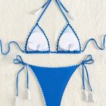 Boutique Blue & White, Boho, Tassel, Bikini Set Photo 2