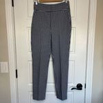 ZARA Woman Gingham High Waisted Ankle Pants Size 4 Pockets Trousers Navy White Photo 1