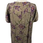 Vintage Dress Puff Sleeve Boat Neck Sheath Mini Iris Floral Print Green Womens 8 Size M Photo 6