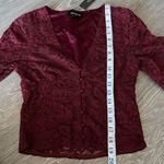 Yumi Kim  Caitlyn Shirt Womens Small Button Up Lace Top Burgundy Wine Red Photo 7