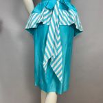 Vintage 1960s Lilli Ann Dress FLAWS Wounded Bird Peplum Skirt Blue White Stripes Size XXS Photo 5