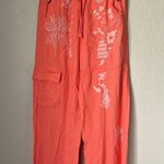 Pilcro  peach embroidered linen blend pants Photo 2