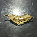 Vintage Signed 1961 Coro 3" Textured Large Gold Tone Leaf Brooch Pin Classic Photo 3