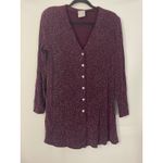 VTG Rabbit Designs Burgundy Sparkle Button Front Cardigan Tunic Petite Size 8 Purple Photo 1