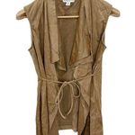 Katherine Barclay  tan faux leather belted cascading vest size S Photo 0
